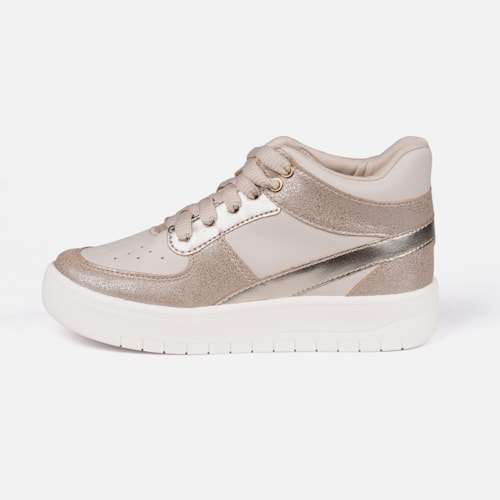 Tênis Infantil Menina Fashion Brilho Metalizado Casual Dourado