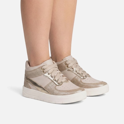 Tênis Infantil Menina Fashion Brilho Metalizado Casual Dourado
