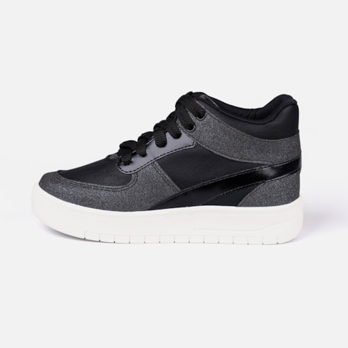 Tênis Infantil Menina Fashion Brilho Metalizado Casual Preto