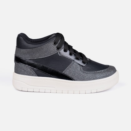 Tênis Infantil Menina Fashion Brilho Metalizado Casual Preto