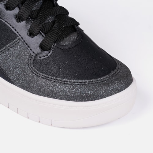 Tênis Infantil Menina Fashion Brilho Metalizado Casual Preto