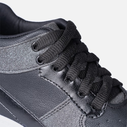 Tênis Infantil Menina Fashion Brilho Metalizado Casual Preto