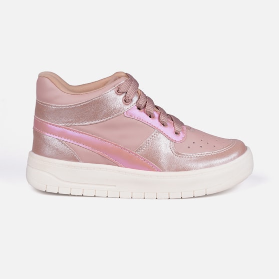 Tênis Infantil Menina Fashion Brilho Metalizado Casual Rosa