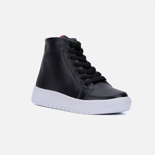 Tênis Infantil Preto Casual Menina Fashion Cano Alto