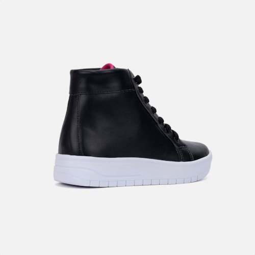 Tênis Infantil Preto Casual Menina Fashion Cano Alto