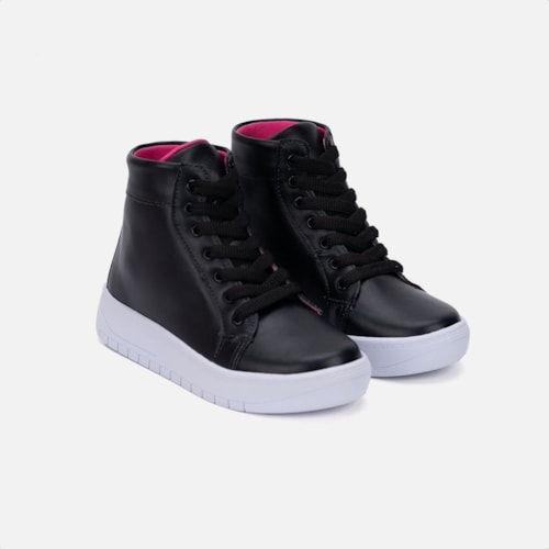 Tênis Infantil Preto Casual Menina Fashion Cano Alto