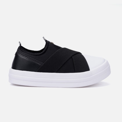 Tênis Menina Fashion Feminino Infantil Slip On Elástico Casual Preto