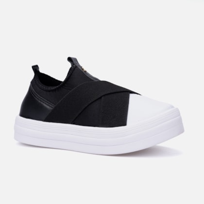 Segunda imagem do produto Tênis Menina Fashion Feminino Infantil Slip On Elástico Casual Preto