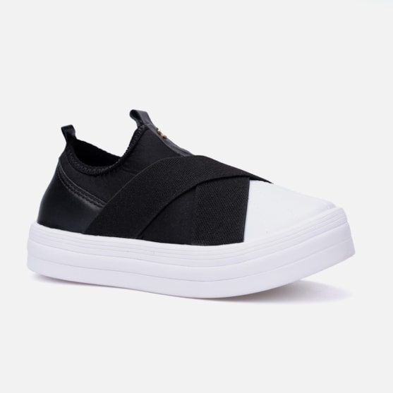Segunda imagem do produto Tênis Menina Fashion Feminino Infantil Slip On Elástico Casual Preto