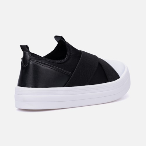 Tênis Menina Fashion Feminino Infantil Slip On Elástico Casual Preto