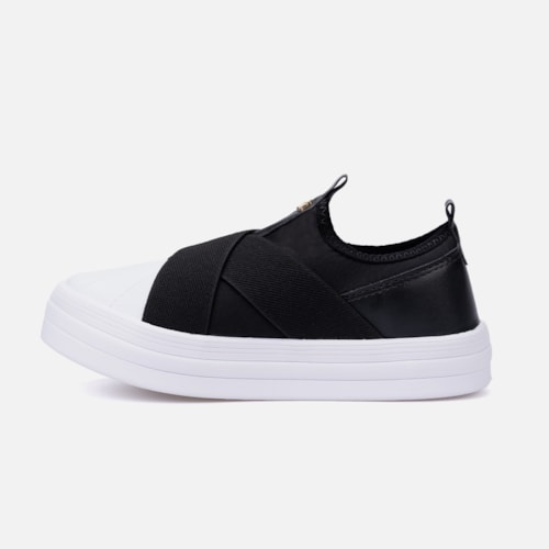 Tênis Menina Fashion Feminino Infantil Slip On Elástico Casual Preto