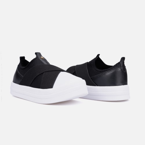 Tênis Menina Fashion Feminino Infantil Slip On Elástico Casual Preto