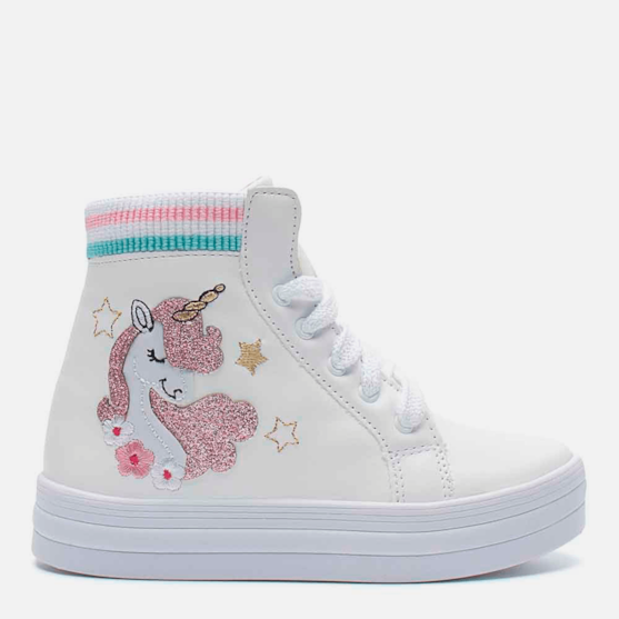 Tênis Menina Fashion Unicórnio Casual Infantil Botinha Branco