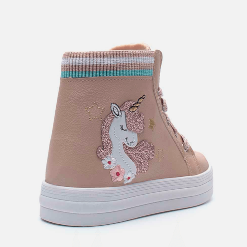 Tênis Menina Fashion Unicórnio Casual Infantil Botinha Rosa