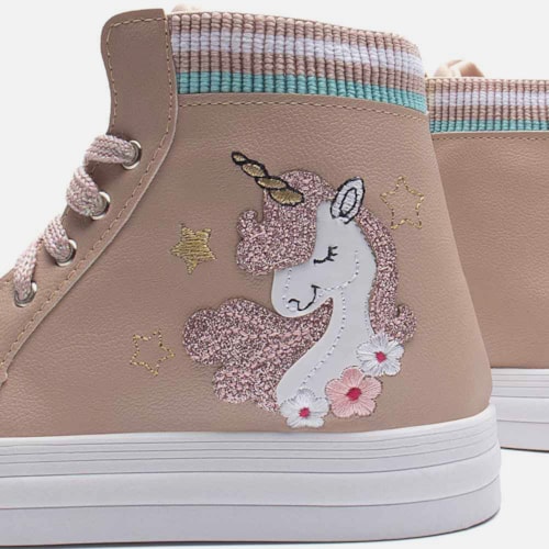 Tênis Menina Fashion Unicórnio Casual Infantil Botinha Rosa