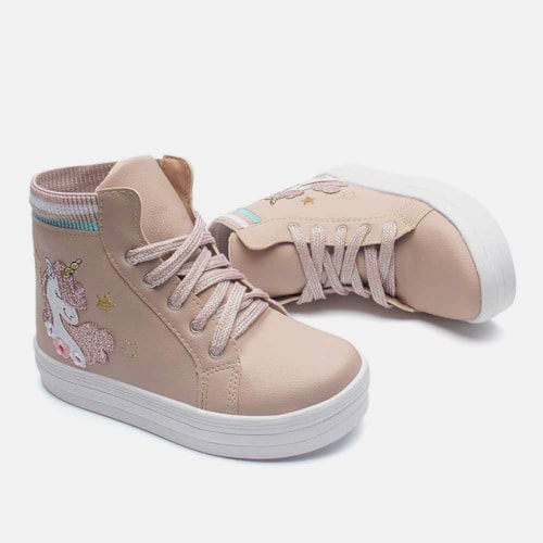 Tênis Menina Fashion Unicórnio Casual Infantil Botinha Rosa