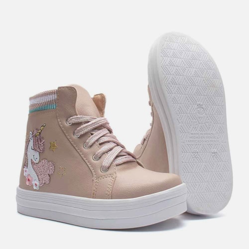 Tênis Menina Fashion Unicórnio Casual Infantil Botinha Rosa
