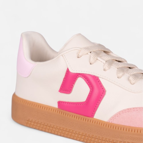 Tênis Off White Feminino Street Urbano Cano Baixo Sola Alta Detalhes Rosa