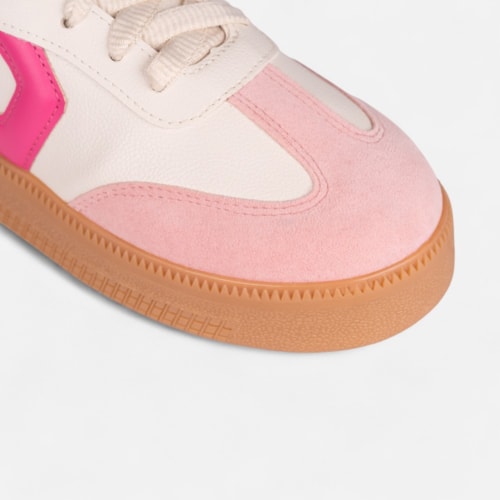 Tênis Off White Feminino Street Urbano Cano Baixo Sola Alta Detalhes Rosa