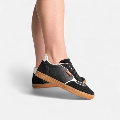Tênis Preto Feminino Domidona Estilo Streetwear Cano Baixo Casual