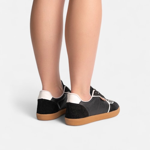 Tênis Preto Feminino Domidona Estilo Streetwear Cano Baixo Casual