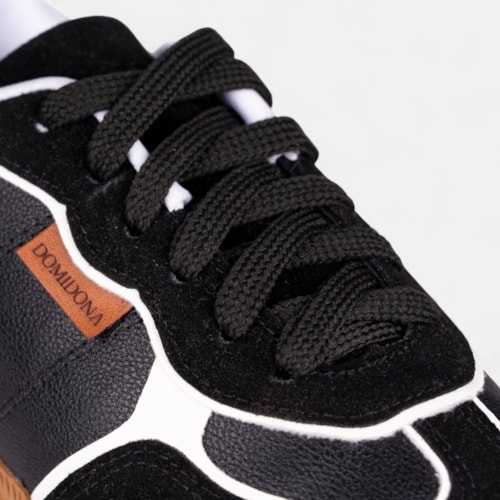 Tênis Preto Feminino Domidona Estilo Streetwear Cano Baixo Casual