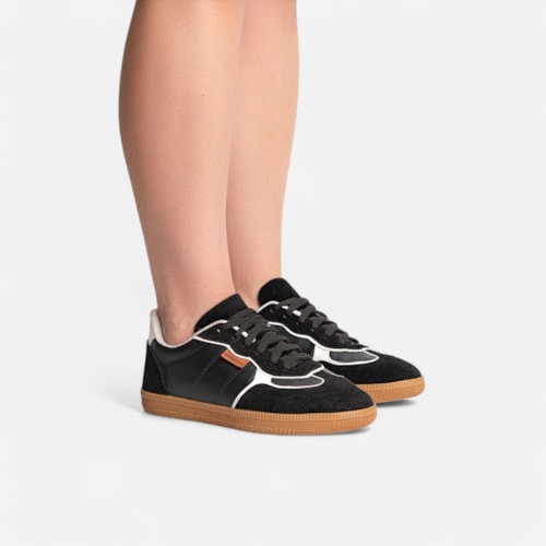 Tênis Preto Feminino Domidona Estilo Streetwear Cano Baixo Casual