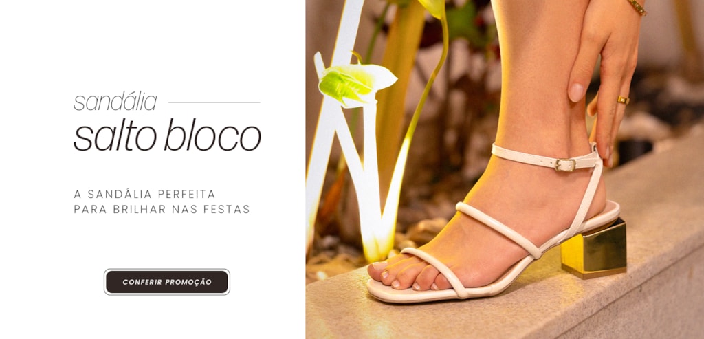 Sandália Feminina Salto Bloco Dourado