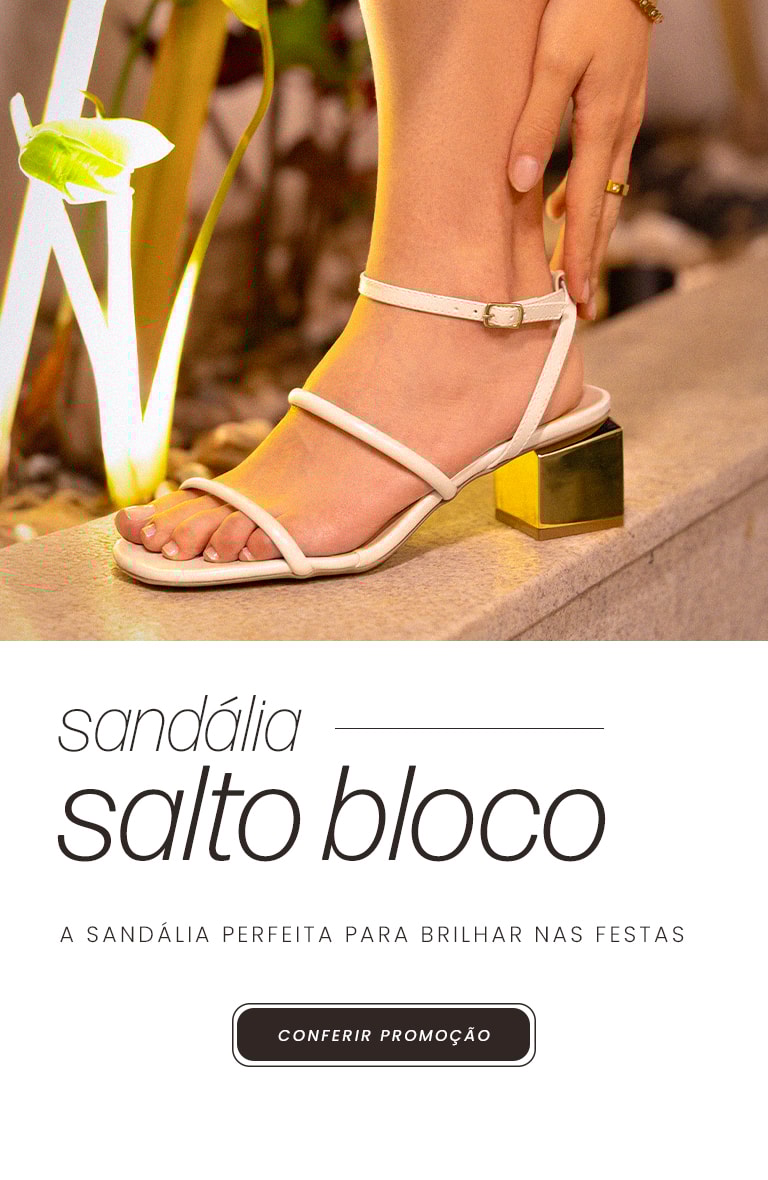 Sandália Feminina Salto Bloco Dourado